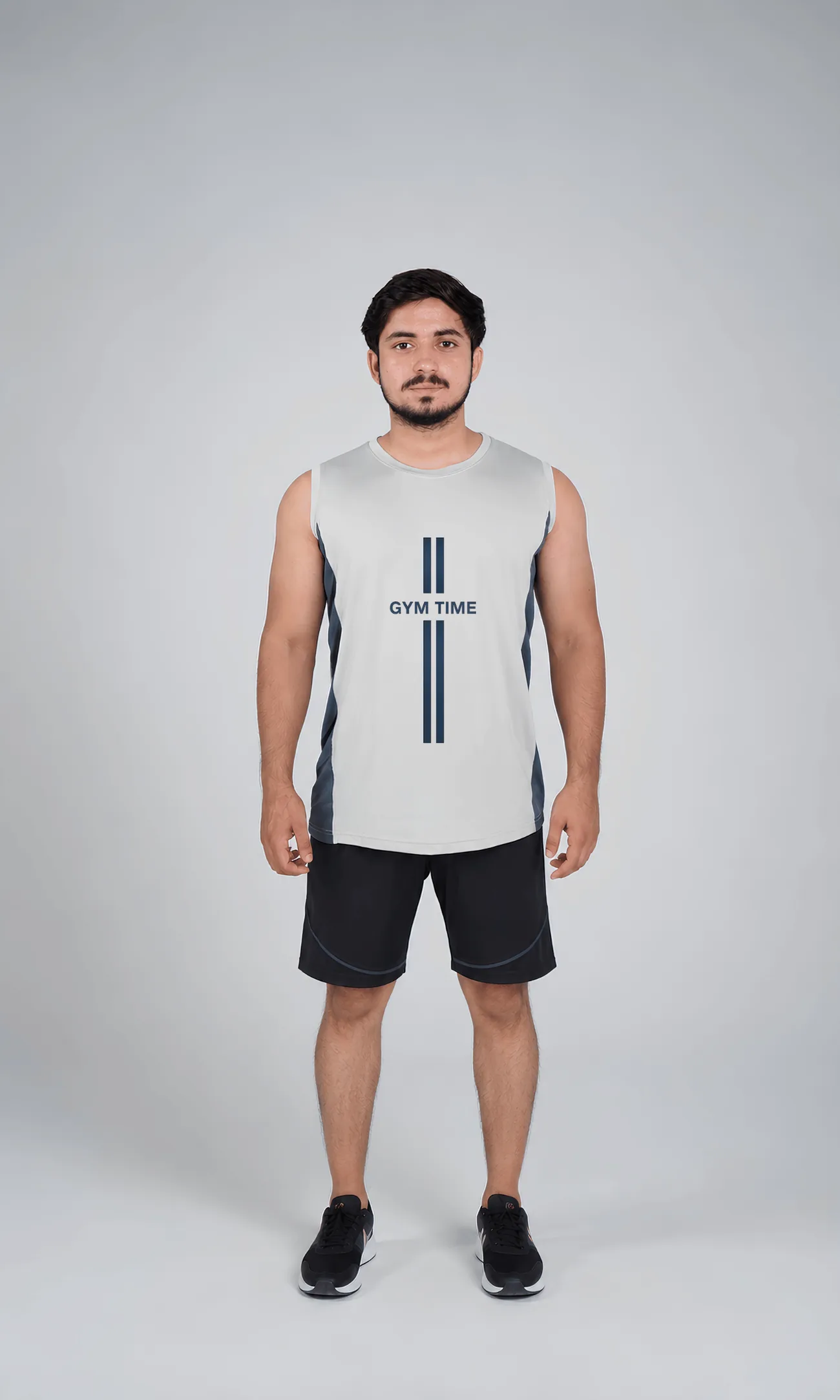 Model wearing the Vega Noir Gym Time Training Tank